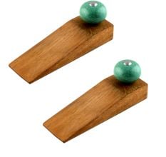 2 Pieces Sea Green Black Crackle Ceramic Wooden Door Stopper